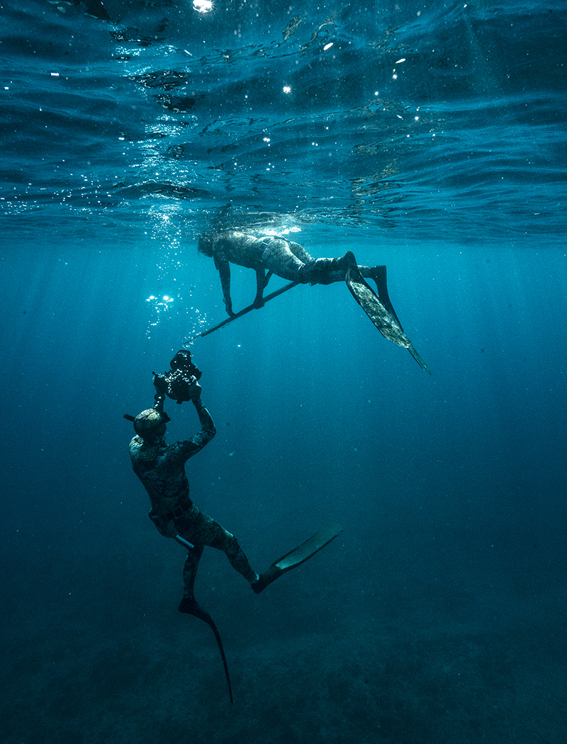 Divers taking underwater photography