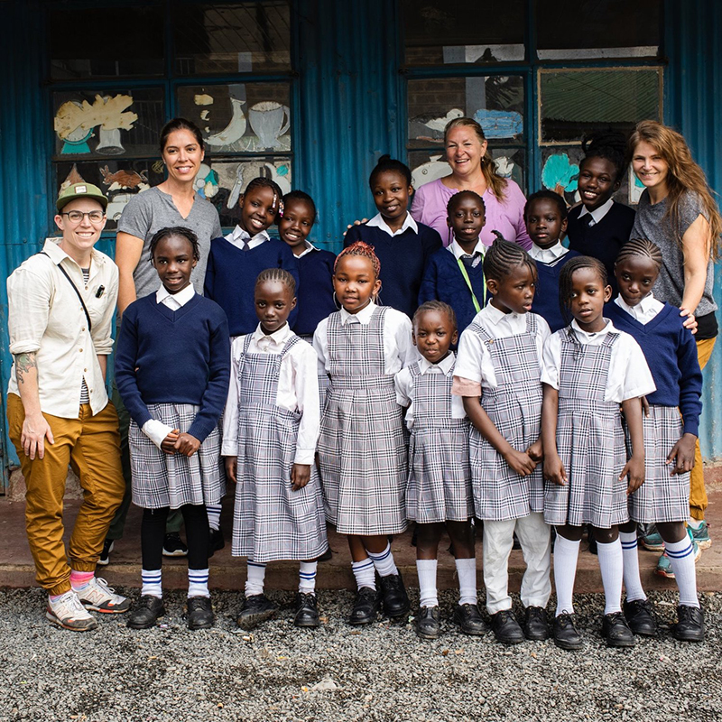 Lynn Younglove with a group of students in Kenya 