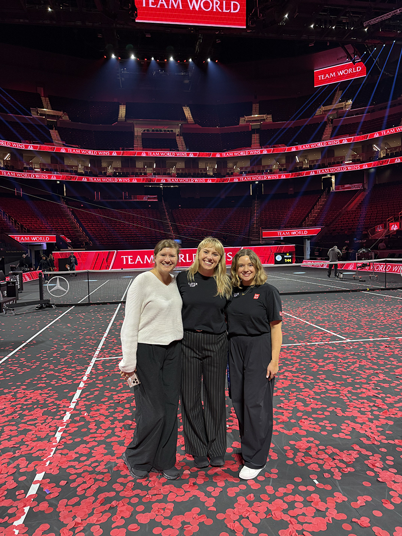 Madison Golden poses for a photograph at the Laver Cup with friends